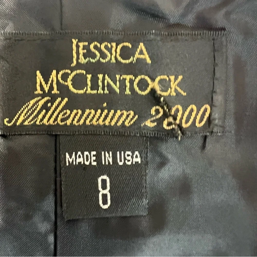 Vintage Y2K Jessica McClintock Millennium 2000 Black strapless fringe crop top - Picture 3 of 16